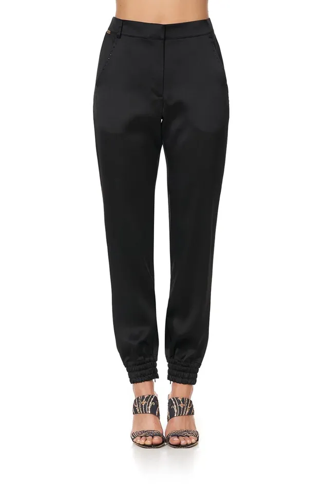 Women Trousers and Leggings Camilla Jogger With Encased Elastic Cuff Solid Black