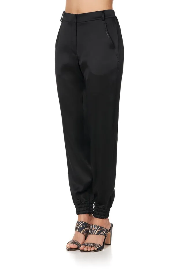 Women Trousers and Leggings Camilla Jogger With Encased Elastic Cuff Solid Black