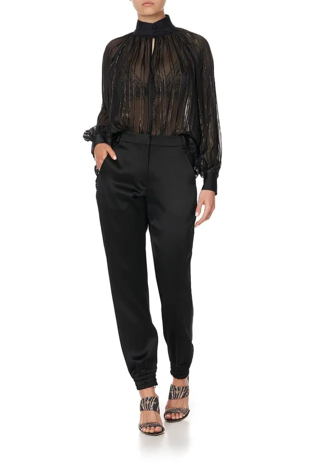 Women Trousers and Leggings Camilla Jogger With Encased Elastic Cuff Solid Black