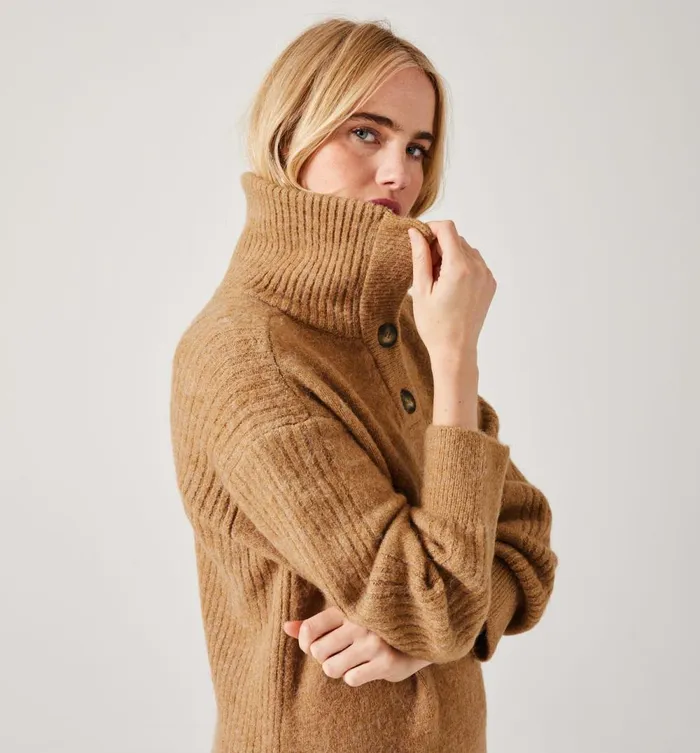 Women Trucker Neckline Jumper Dress 8211 Caramel Promod Dresses Women Trucker Neckline Jumper Dress 8211 Caramel Promod Dresses