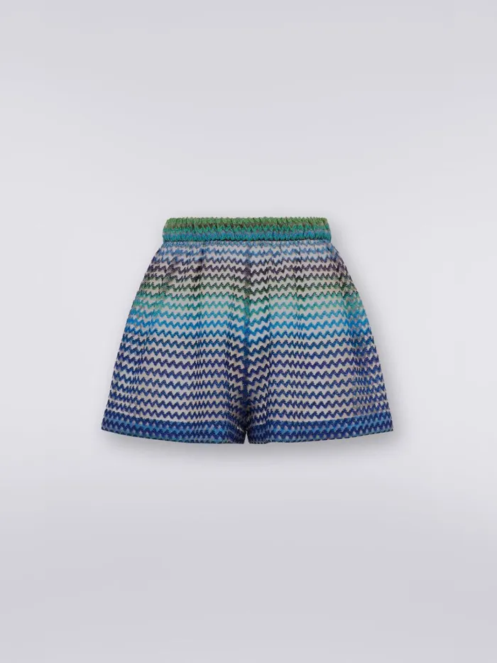Women Tulle Shorts With Multicoloured Zigzag Blue Missoni Trousers