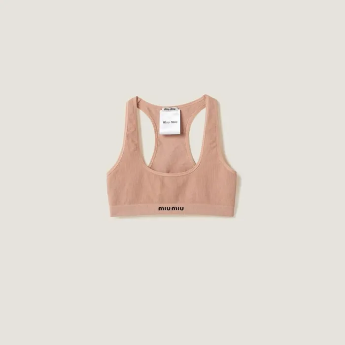 Women Underwear And Beachwear Miu Miu Seamless Racerback Top Nude Beige