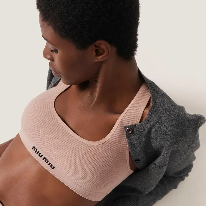 Women Underwear And Beachwear Miu Miu Seamless Racerback Top Nude Beige Women Underwear And Beachwear Miu Miu Seamless Racerback Top Nude Beige