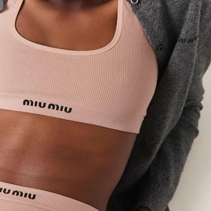 Women Underwear And Beachwear Miu Miu Seamless Racerback Top Nude Beige Women Underwear And Beachwear Miu Miu Seamless Racerback Top Nude Beige