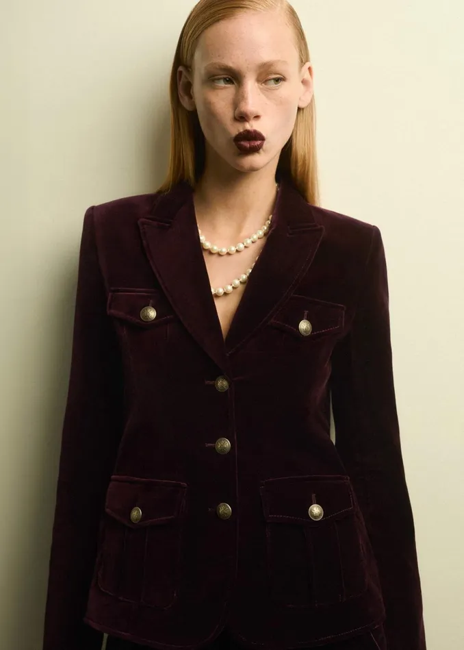 Women Velvet Evening Jacket Deep Merlot MEEM