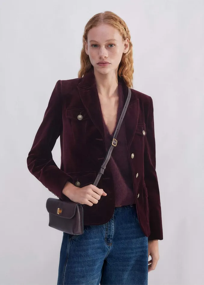 Women Velvet Evening Jacket Deep Merlot MEEM