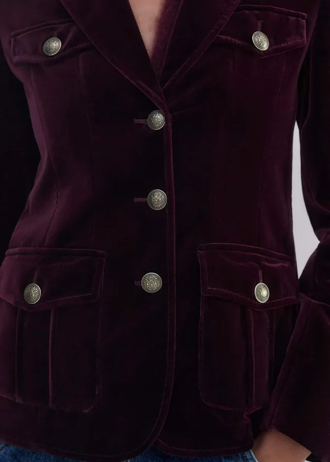 Women Velvet Evening Jacket Deep Merlot MEEM