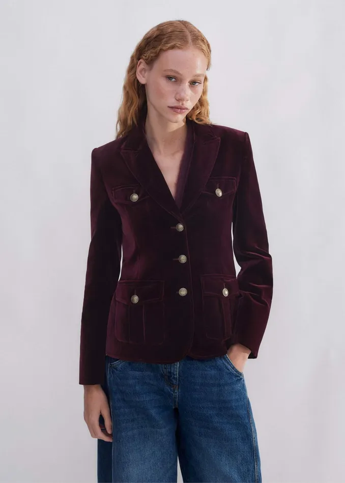 Women Velvet Evening Jacket Deep Merlot MEEM