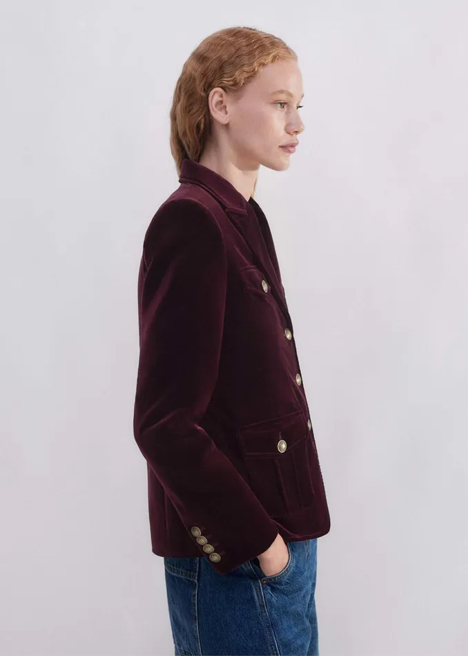 Women Velvet Evening Jacket Deep Merlot MEEM