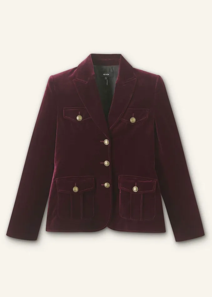 Women Velvet Evening Jacket Deep Merlot MEEM