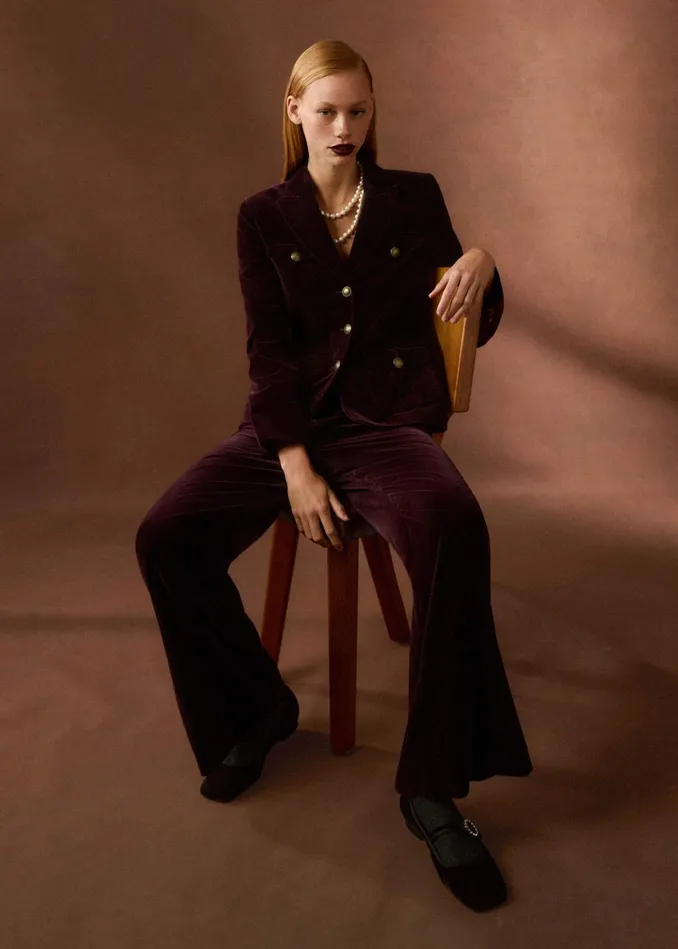 Women Velvet Evening Jacket Deep Merlot MEEM