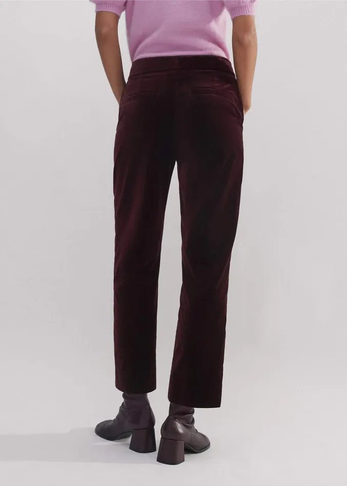 Women Velvet Tux Slim Crop Pant Deep Merlot MEEM