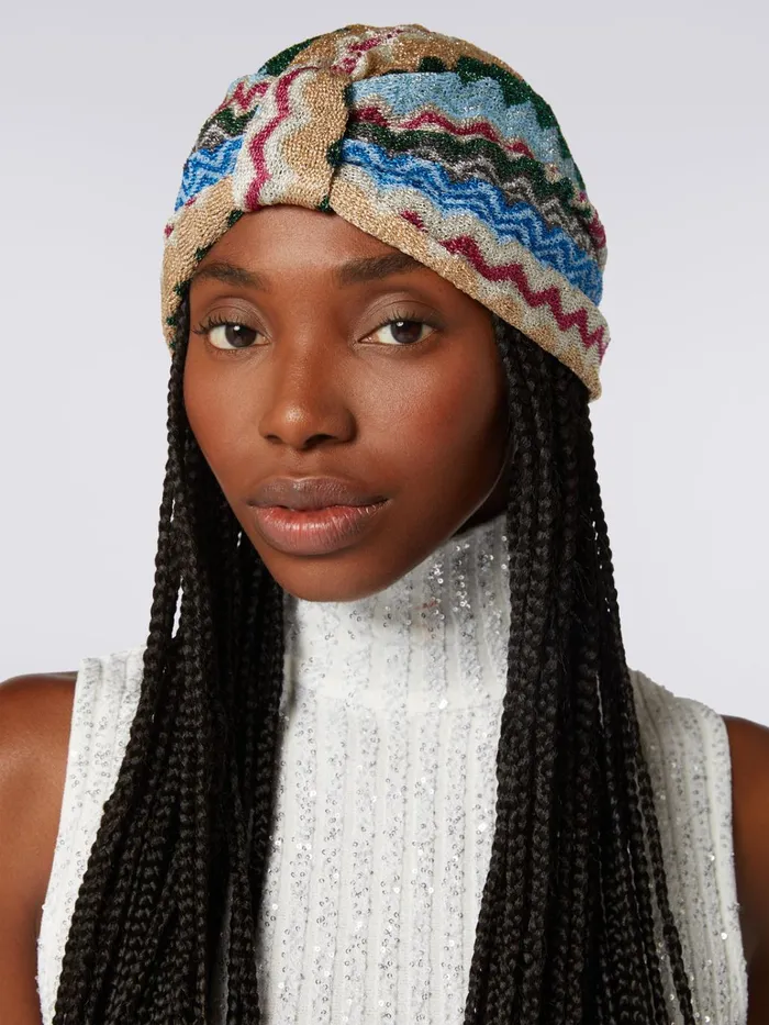 Women Viscose Blend Chevron Turban With Sequins Multicoloured Missoni Hair Accessories Women Viscose Blend Chevron Turban With Sequins Multicoloured Missoni Hair Accessories