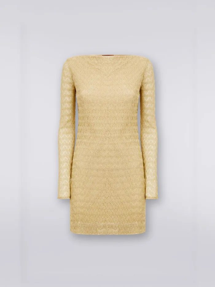 Women Viscose Blend Lace Effect MiniDress With Lam Ochre and Yellow Lam Missoni Dresses Women Viscose Blend Lace Effect MiniDress With Lam Ochre and Yellow Lam Missoni Dresses