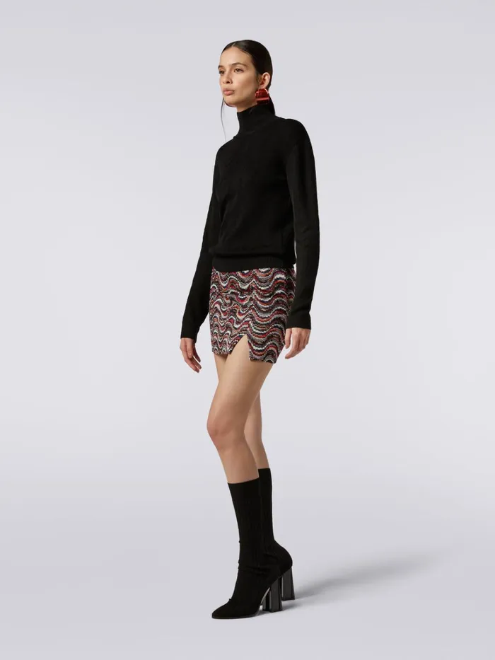 Women Viscose Miniskirt With Wave Pattern And Lurex Multicoloured Missoni Skirts Women Viscose Miniskirt With Wave Pattern And Lurex Multicoloured Missoni Skirts