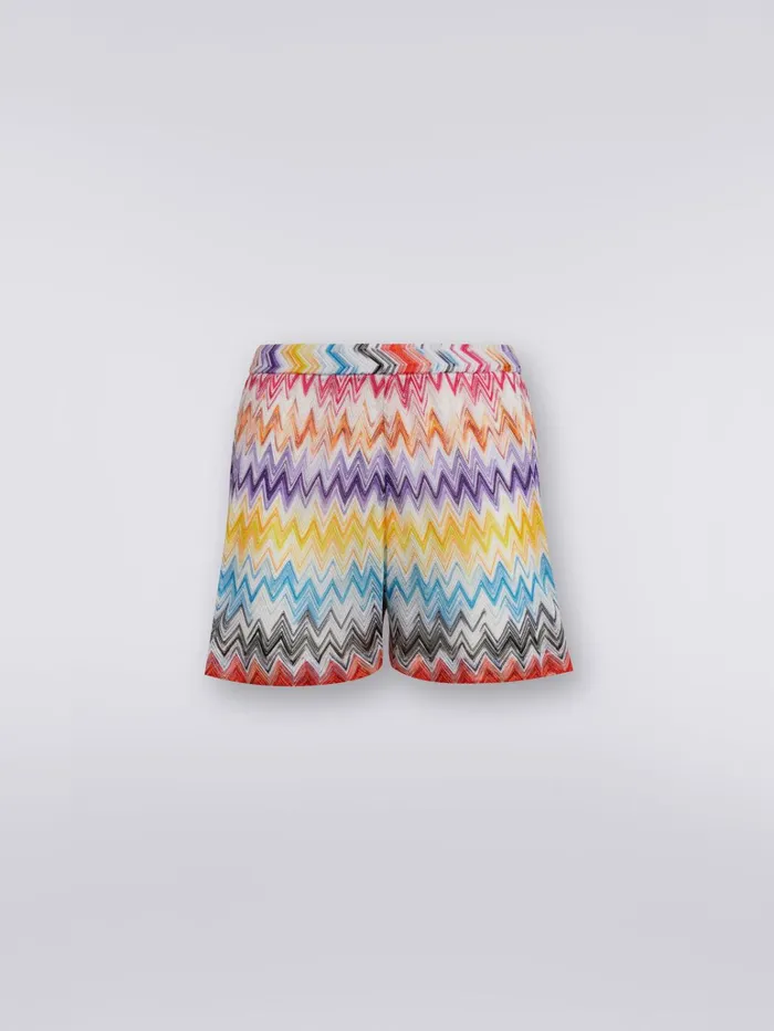 Women Viscose Shorts With Multicoloured Slub Zigzag Pattern Multicoloured Missoni Beachwear Women Viscose Shorts With Multicoloured Slub Zigzag Pattern Multicoloured Missoni Beachwear