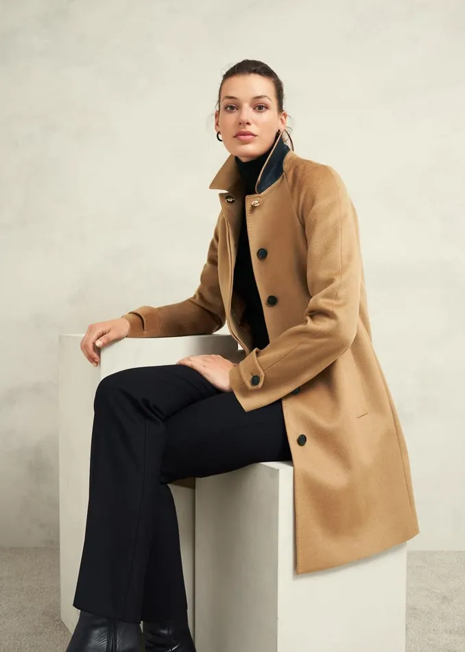 Women Vivienne Wool Coat Warm Beige Hobbs Coats and Jackets