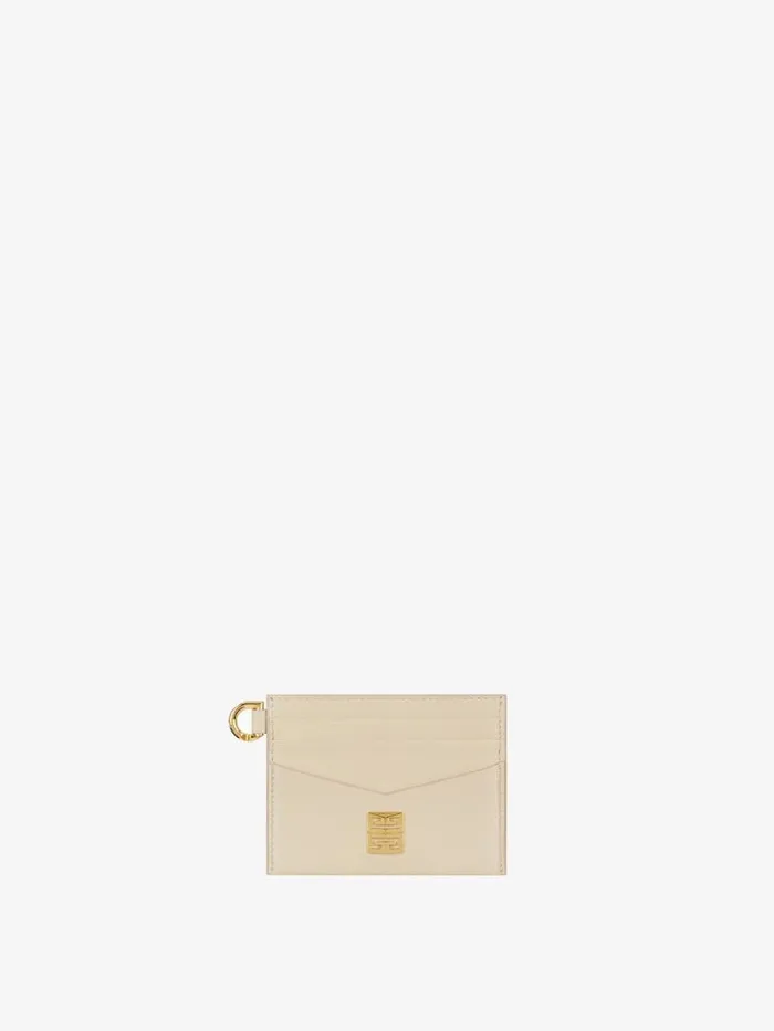 Women Wallets and Card Holders Givenchy 4G Card Holder In Grained Leather Natural Beige