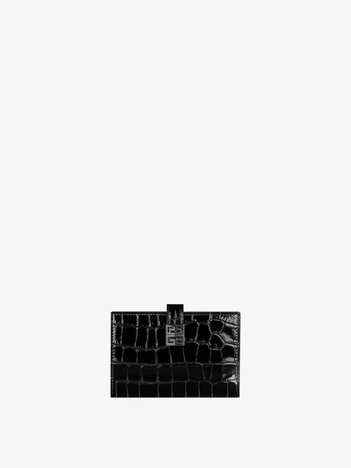 Women Wallets and Card Holders Givenchy 4G Wallet In Crocodile Effect Leather Black