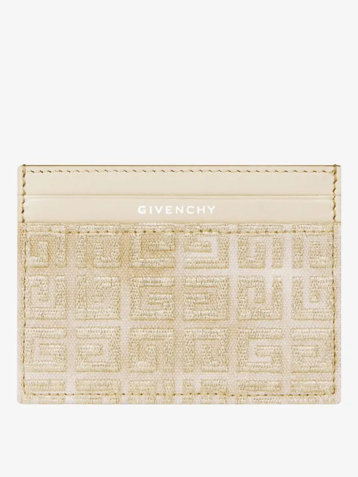 Women Wallets and Card Holders Givenchy Giv Cut Card Holder In 4G Lurex Embroidery And Leather Dusty Golden Women Wallets and Card Holders Givenchy Giv Cut Card Holder In 4G Lurex Embroidery And Leather Dusty Golden