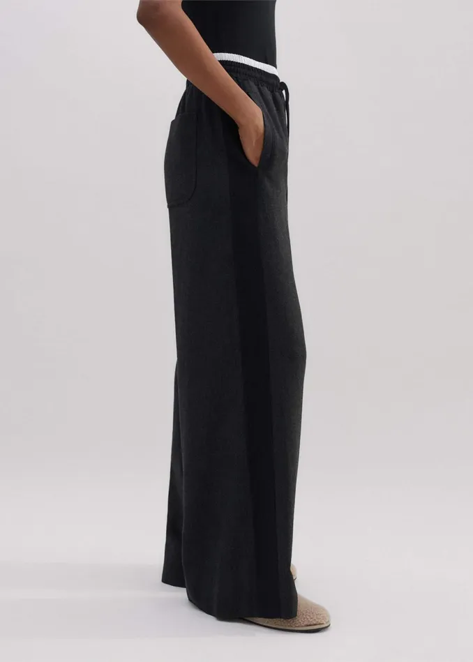 Women WideLeg Side Stripe Track Pant Charcoal Melangeblack MEEM