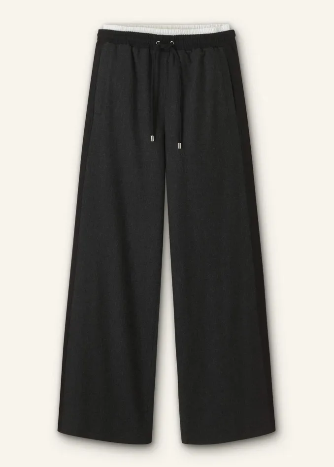 Women WideLeg Side Stripe Track Pant Charcoal Melangeblack MEEM