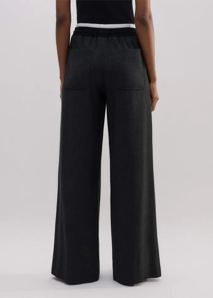 Women WideLeg Side Stripe Track Pant Charcoal Melangeblack MEEM