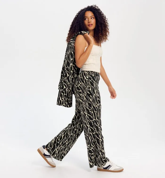 Women Wideleg Zebra Pattern Trousers 8211 Multico Promod Trousers