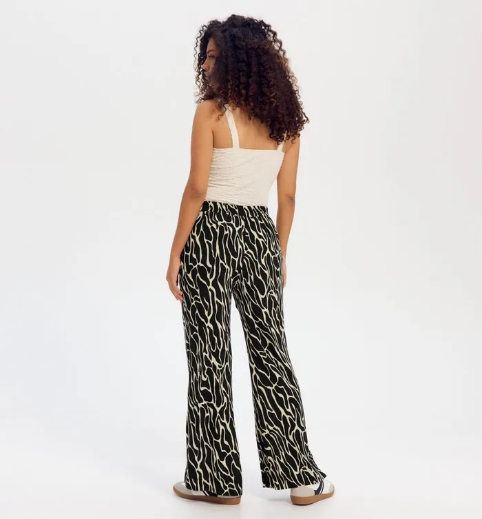 Women Wideleg Zebra Pattern Trousers 8211 Multico Promod Trousers Women Wideleg Zebra Pattern Trousers 8211 Multico Promod Trousers