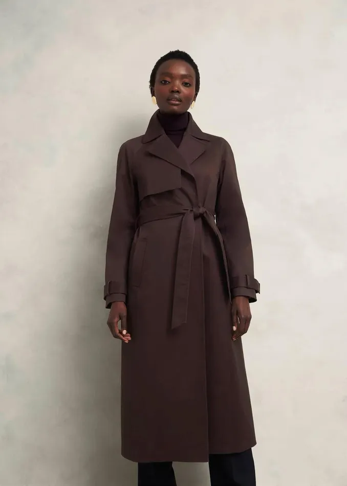 Women Willow Cotton Trench Chocolate Hobbs Coats and Jackets