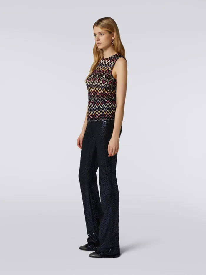 Women Wool And Viscose Tank Top With Wave Motif And Lace Multicoloured Missoni Tshirts And Tops Women Wool And Viscose Tank Top With Wave Motif And Lace Multicoloured Missoni Tshirts And Tops