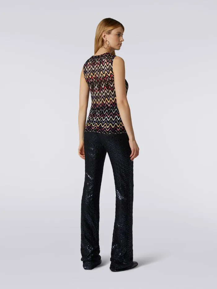 Women Wool And Viscose Tank Top With Wave Motif And Lace Multicoloured Missoni Tshirts And Tops Women Wool And Viscose Tank Top With Wave Motif And Lace Multicoloured Missoni Tshirts And Tops