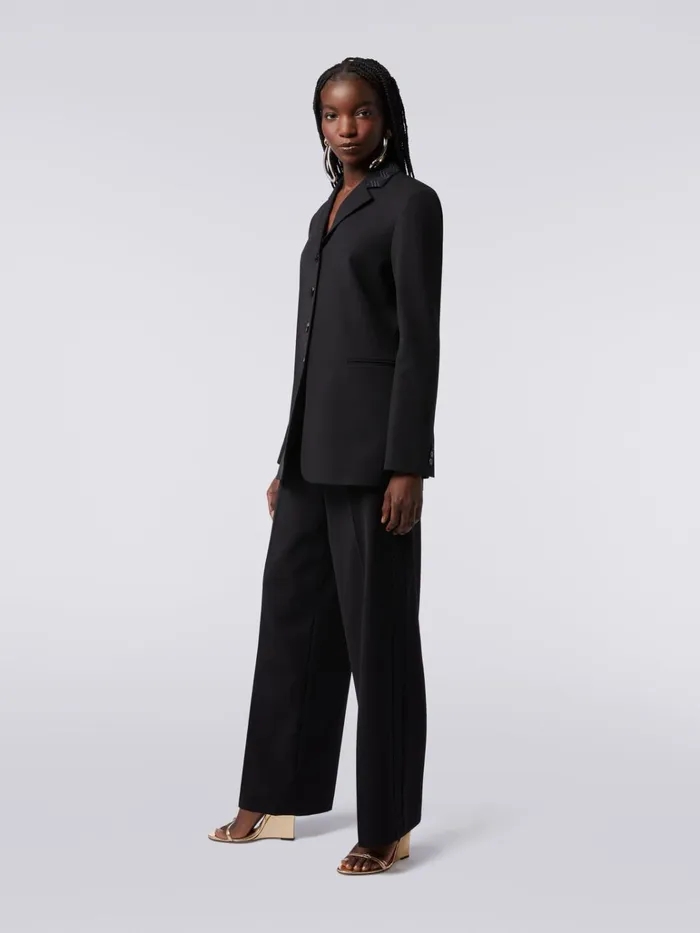 Women Wool Blazer With Zigzag Embroidery Black Missoni Coats and Jackets Women Wool Blazer With Zigzag Embroidery Black Missoni Coats and Jackets