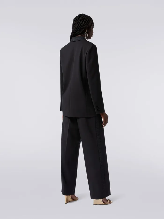 Women Wool Blazer With Zigzag Embroidery Black Missoni Coats and Jackets Women Wool Blazer With Zigzag Embroidery Black Missoni Coats and Jackets