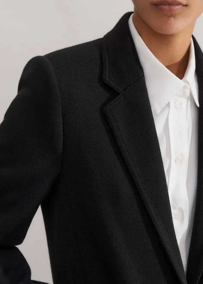 Women WoolBlend Travel Tailoring Blazer Black MEEM