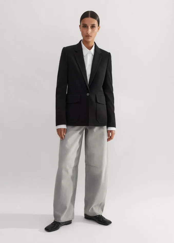 Women WoolBlend Travel Tailoring Blazer Black MEEM