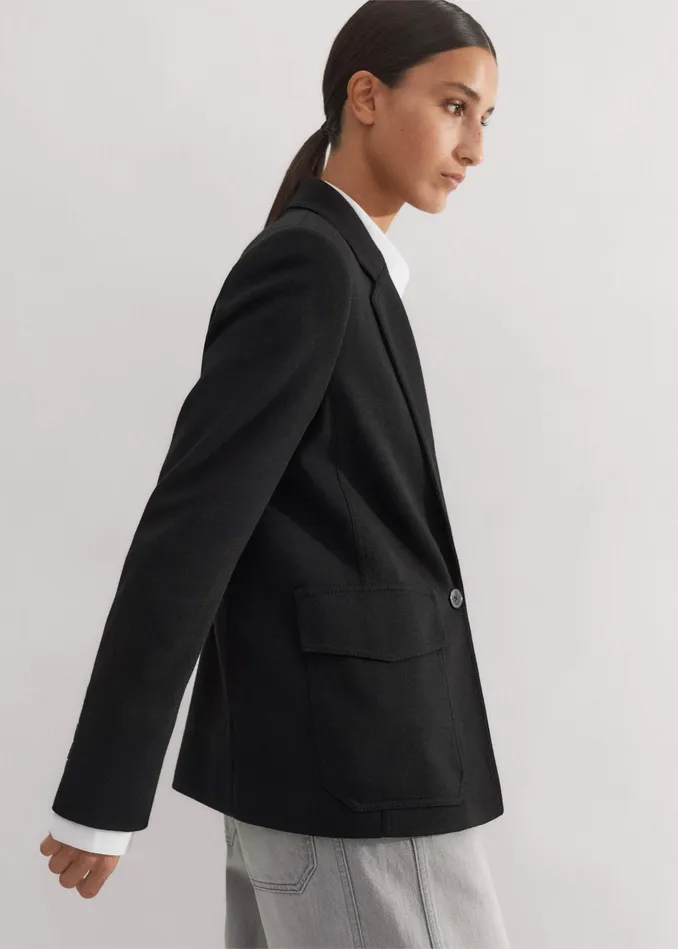 Women WoolBlend Travel Tailoring Blazer Black MEEM