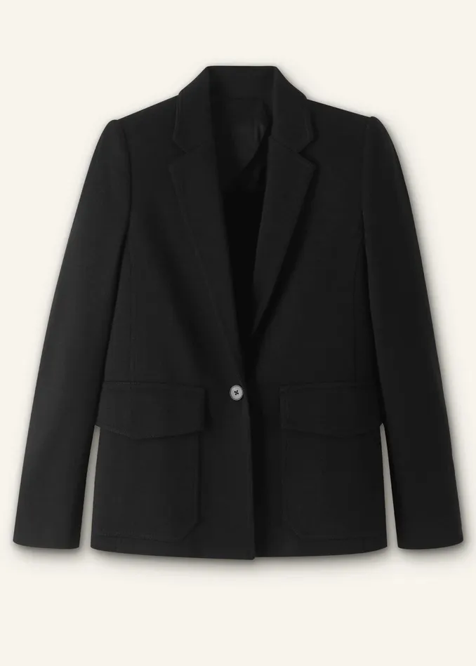 Women WoolBlend Travel Tailoring Blazer Black MEEM