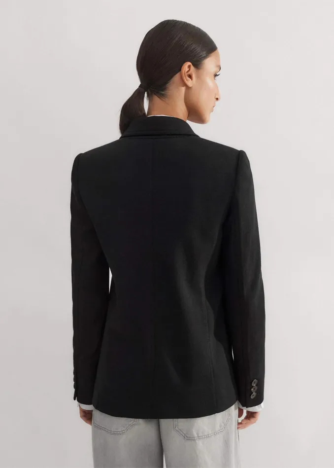 Women WoolBlend Travel Tailoring Blazer Black MEEM