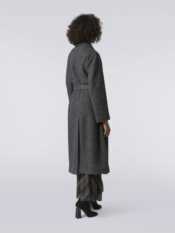 Women Wool Coat With Herringbone Pattern Black Missoni Coats and Jackets Women Wool Coat With Herringbone Pattern Black Missoni Coats and Jackets