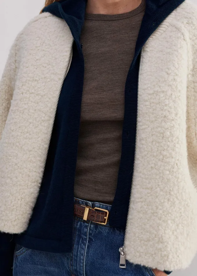 Women Wool Jersey Crew Neck Top Mocha Melange MEEM