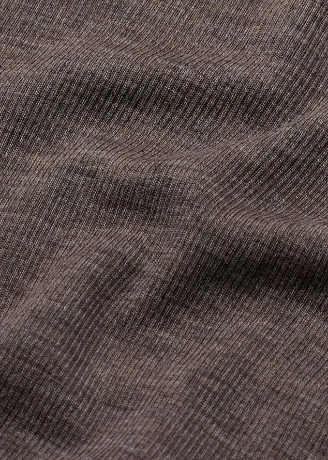 Women Wool Jersey Crew Neck Top Mocha Melange MEEM