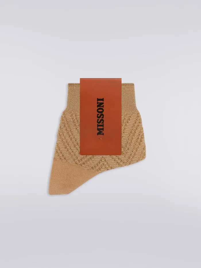 Women Zigzag Modal Short Socks With Lurex Multicoloured Missoni Socks Women Zigzag Modal Short Socks With Lurex Multicoloured Missoni Socks