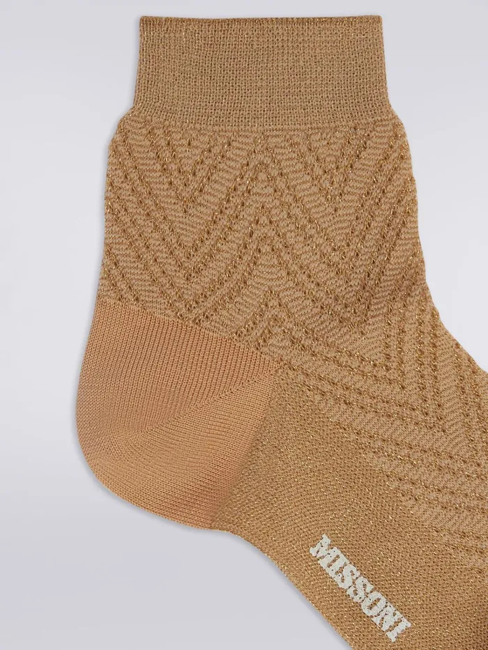 Women Zigzag Modal Short Socks With Lurex Multicoloured Missoni Socks Women Zigzag Modal Short Socks With Lurex Multicoloured Missoni Socks