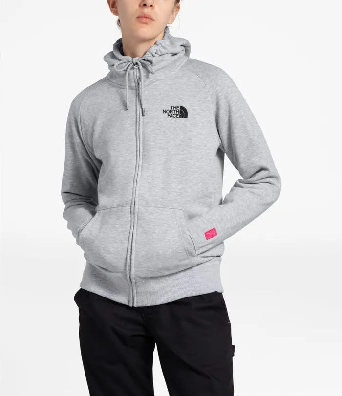 Womens The North Face Hoodies and Sweatshirts Pink Ribbon Full Zip Hoodie Tnf Light Grey Heather