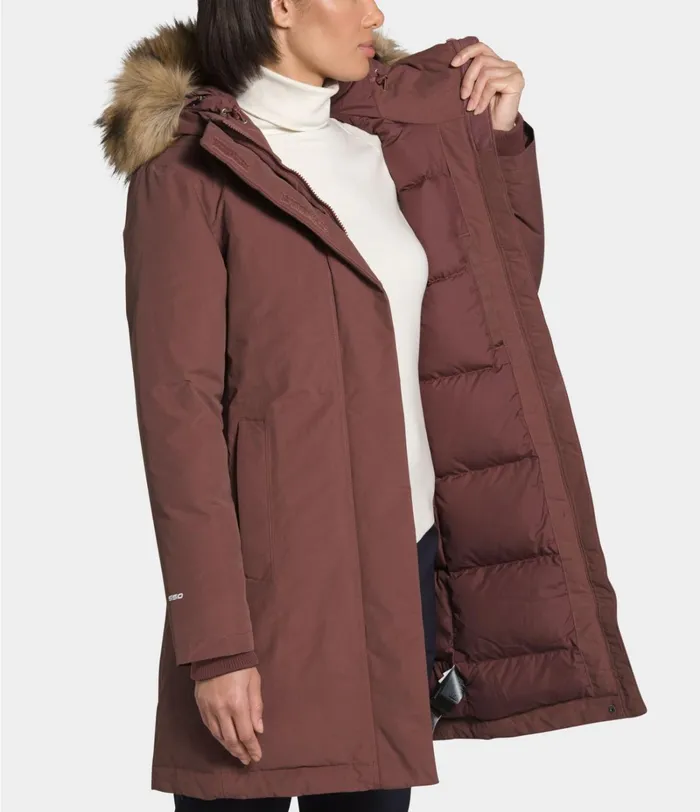 Womens The North Face Insulated and Down Jackets Arctic Parka Marron Purple