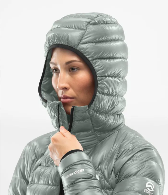 Womens The North Face Insulated and Down Jackets Summit L3 Down Hoodie Meld Greymeld Grey