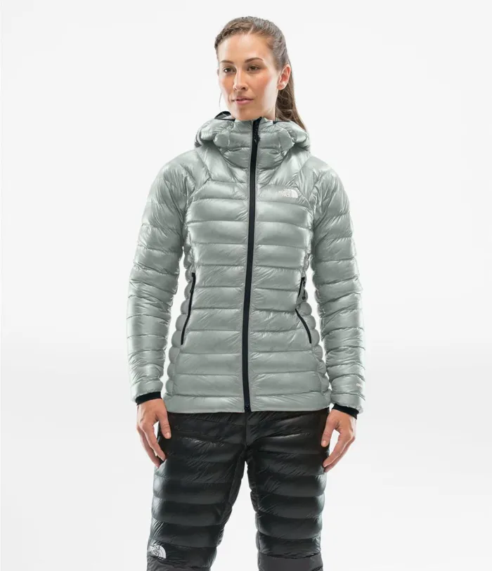 Womens The North Face Insulated and Down Jackets Summit L3 Down Hoodie Meld Greymeld Grey