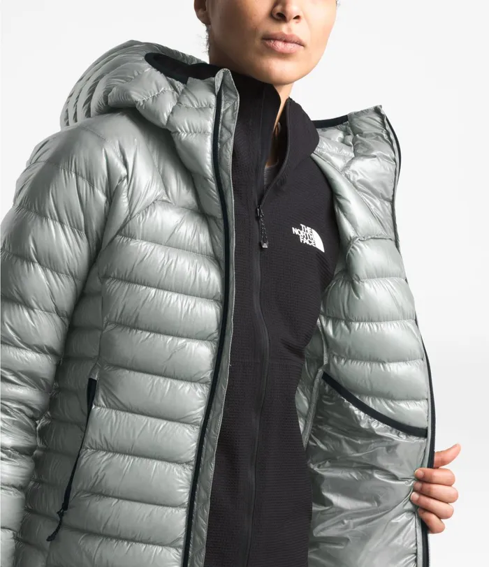 Womens The North Face Insulated and Down Jackets Summit L3 Down Hoodie Meld Greymeld Grey