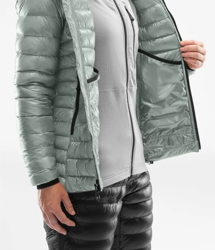 Womens The North Face Insulated and Down Jackets Summit L3 Down Hoodie Meld Greymeld Grey
